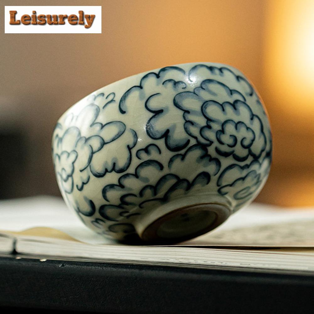 80 мл антикварная китайская фарфоровая чашка для чая Ru Kiln, керамическая чашка Dehua Arhat, большая миска для чая Chazhan Kung Fu, подарочный чайный сервиз