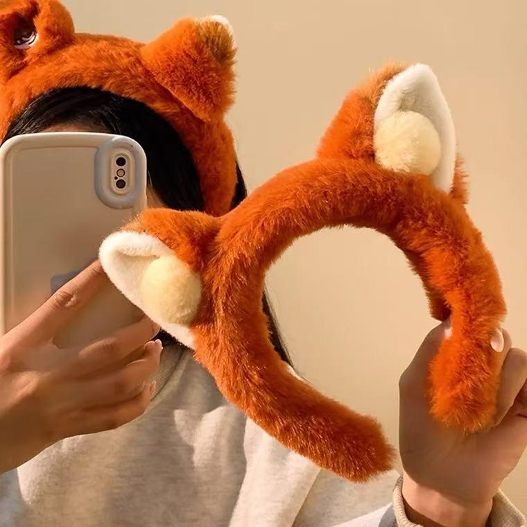 Autumn/Winter Cute Fox Ears Plush Headband for Face Washing
