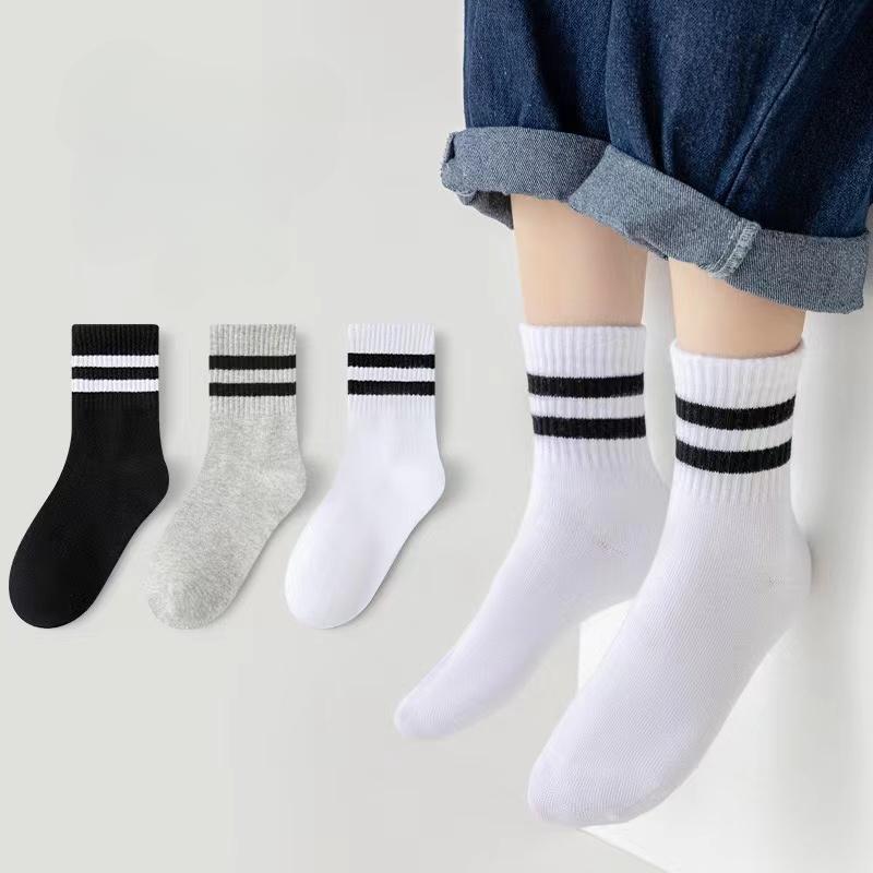 1 Pairs/ Pure Colour Soft Breathable Cotton Kids School Socks Girls Boys Casual Grey Black White Sports Children's Socks
