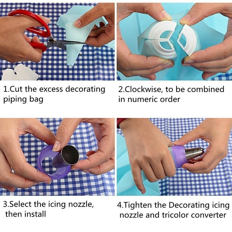 New Icing Pipe Bag Nozzle Converter Tri-color Cream Cake Decorating Cake Fudge Cookie Tool