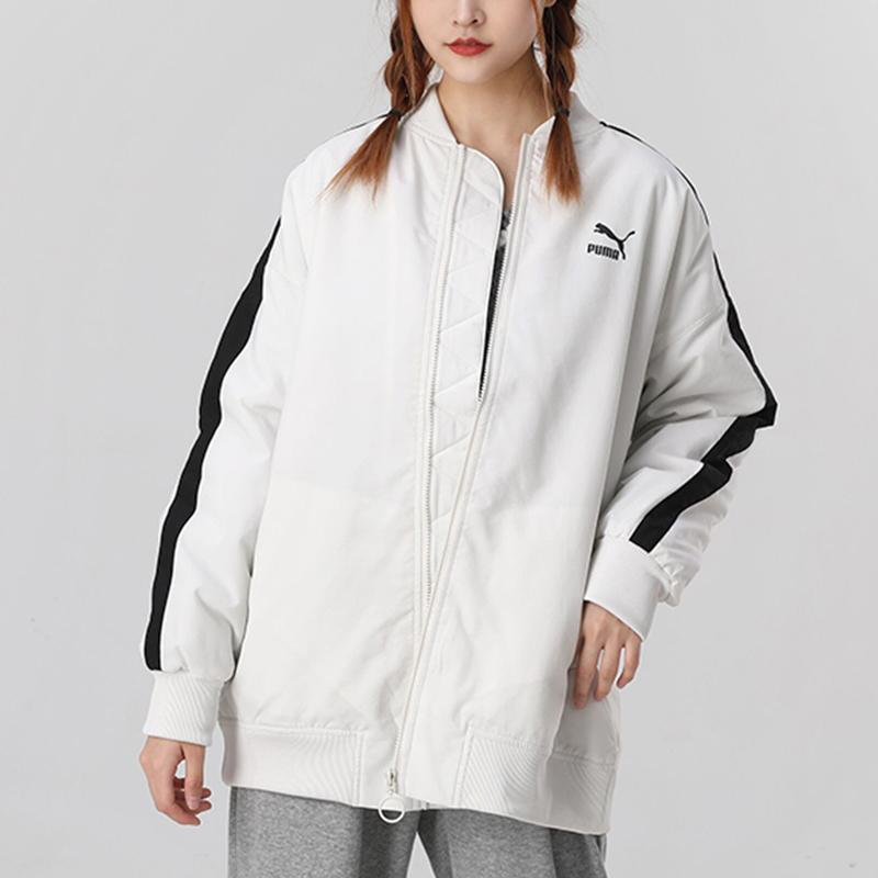 Puma Классика Бомбер Логотип Теплая Лоскутная Повседневная Куртка Женские Куртки Дымчато-Серый 530275-05