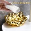 Silver/Gold Color Cloud Shape Soap Box Bathroom Draining Soap Dish Light Luxury Soap Holder for Bathroom Washbasin Countertop
