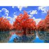 Full Round Drill Diamond Embroidery Red Tree Lake 5D DIY Diamond Painting Cross Stitch Rhinestone