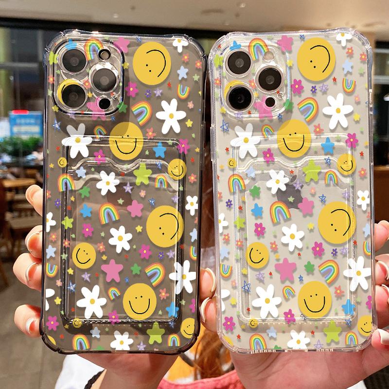 Чехол для телефона с держателем для карт Smile для iPhone 11 Fundas iPhone 13 16E 16 Pro Max14 15 12 XR X Xs 7 8 Plus SE противоударный мягкий чехол из ТПУ