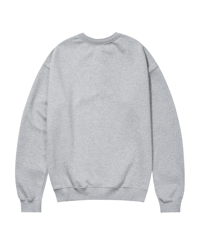 STENDS [M~4Xl] Henley Neck Semi-Oversized Sweatshirt_Melange Gray
