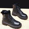 Snow Boots Plush Warm Medium Boots Women's Black and White Winter Thickened Warm Snow Flat Shoes  Mujer