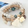 3 шт./компл. эластичная веревка, многослойные женские браслеты из смолы, женские богемные браслеты с кисточками и бусинами в виде слона, ювелирные изделия