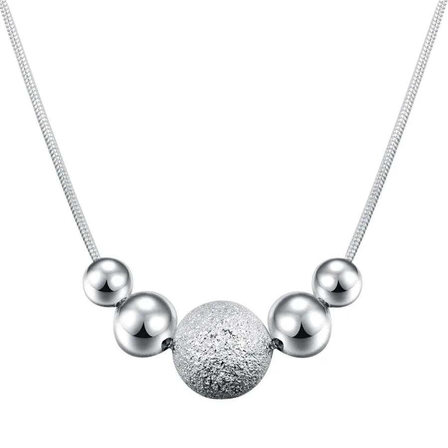 Charms wedding party silver Plated new lady bead women necklace jewelry fashion cute pendant LN019