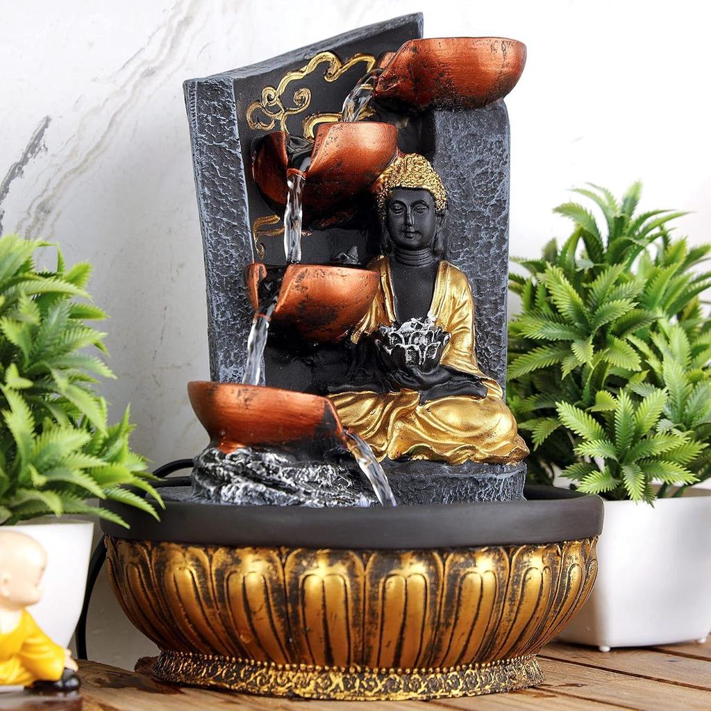 Настольный фонтан из полирезины для помещений и улицы со светодиодными лампами для домашнего декора, украшения, подарочного подарка