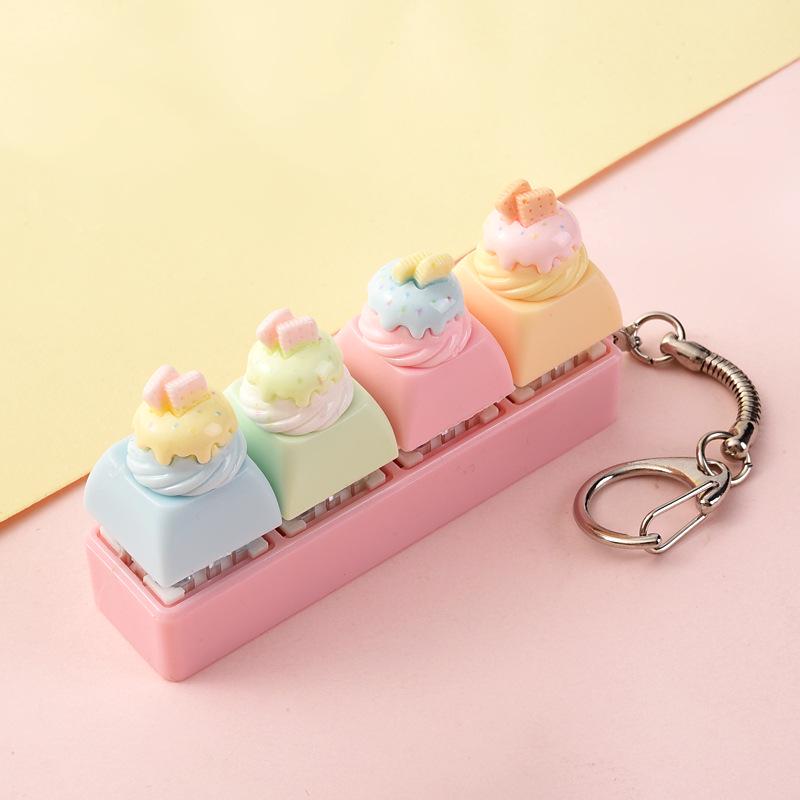 Cute Sticker DIY Button Squeeze Toy Keychain - Stress Relief Pendant