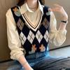 V-neck Knitted Vest for Autumn Sleeveless Outerwear with Camisole Vest Versatile Vest
