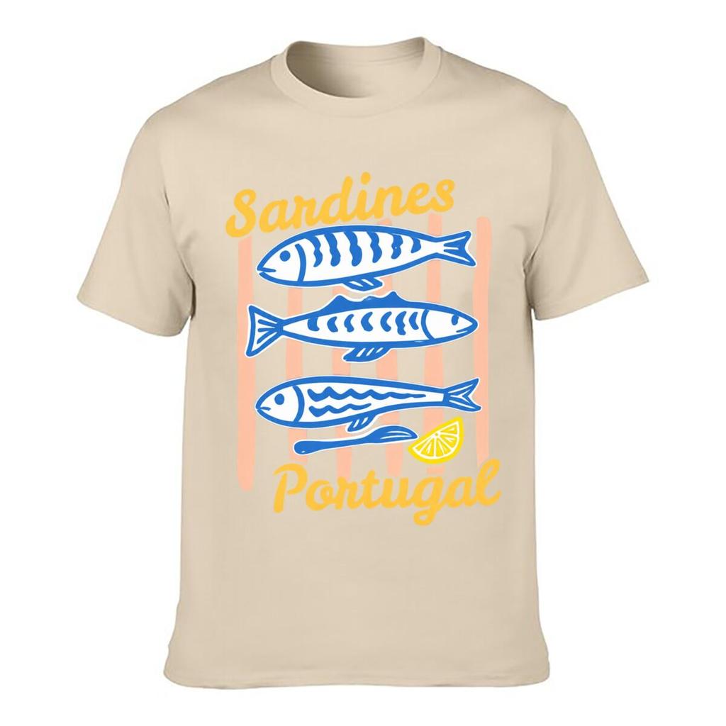 Sardines Portugal Three Fish Lemon Slice Graphic Loose TShirt Casual Tee