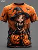 Halloween Women's T Shirt Print Graphic Halloween Vintage Stylish Casual Short Sleeve Crew Neck Regular Top Casual Daily Weekend