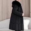 Fashion Women's Warm Winter Coats Hooded Elegant Faux Fur Collar Lady Jackets Thick Long Parkas