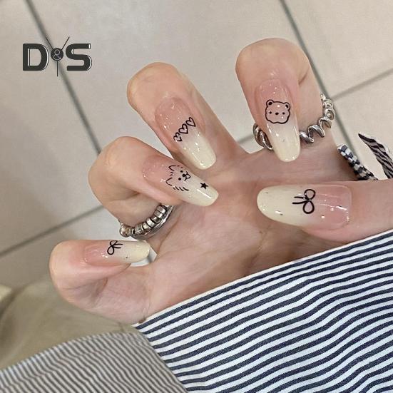 10 шт. 3D-цветок накладные ногти длинный набор для наращивания ногтей Wear Armor многоразовые легко снимаемые экономящие время накладные ногти для домашнего салона