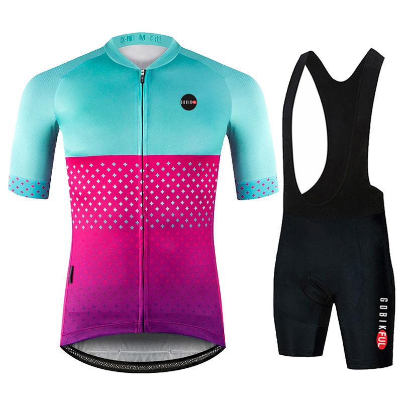Short Sleeve Cycling Jersey Set for Men, Bib Shorts, Bicycle Clothing, MTB Uniform, Bike Clothes, Summer Breathable Outdoor Cycling Suit Set