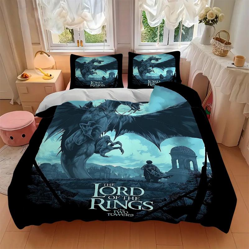 3pcs bedding set The Lord of the Rings Includes 1 Comforter + 2 Pillowcases, Without Pillow Inserts, Soft Comfortable, Lightweight Breathabl