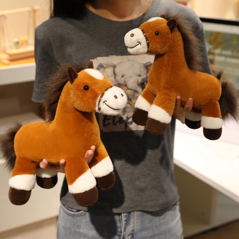 Cartoon Brown Pony Doll Plush Toy Pony Zodiac Horse Doll Boy Rag Doll Birthday Gift