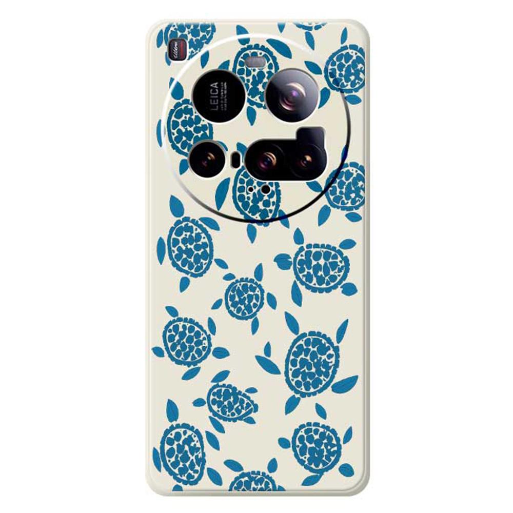 For Xiaomi 15 Ultra Case Blue Turtle Pattern Printing Straight Edge TPU Phone Back Cover