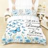 3pcs Bedding Set Blue Butterfly 3D PrintED Brushed Comfortable Duvet Cover King Queen Twin Single Size Bithday Gift Room Decor
