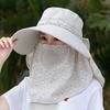 Women Sunscreen Hat Solid Color Large Brim Sun Hat for Face Protection