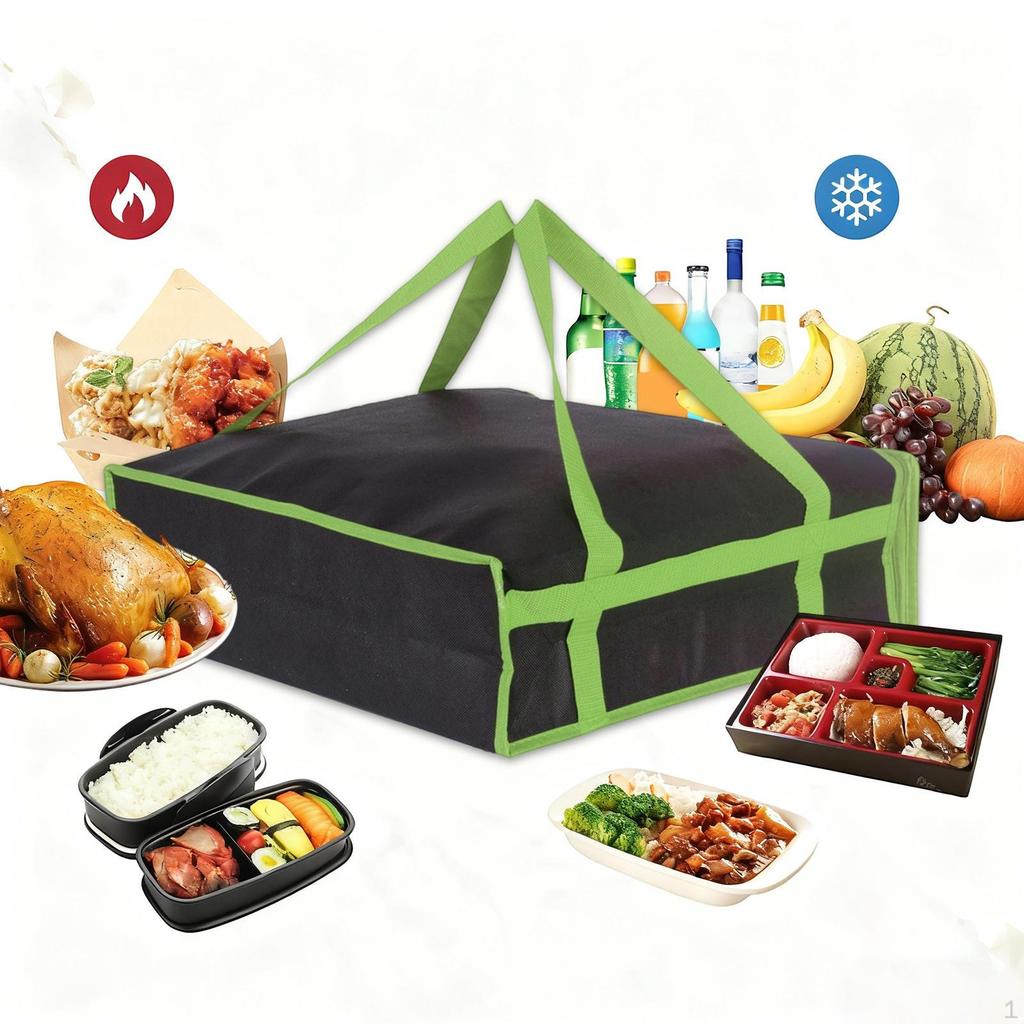 Delivery Pizza Insulation Bag Cold Food Storage Large Capacity Reinforced Carry Handle for
