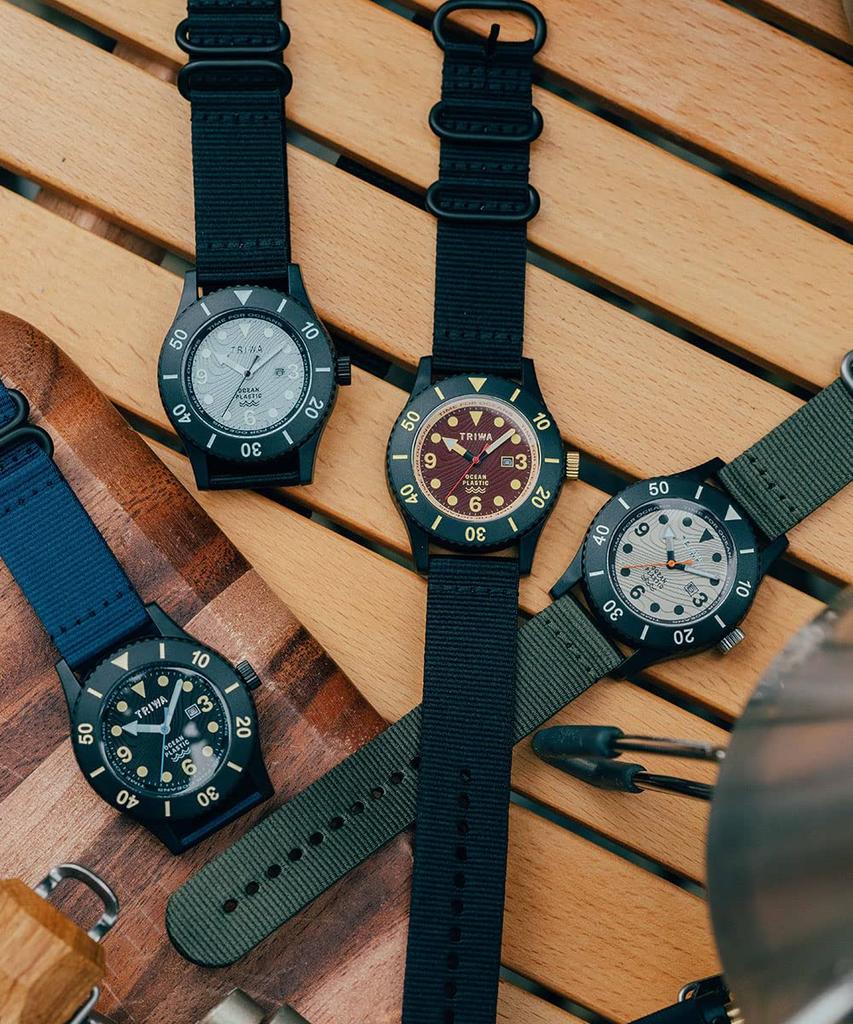 TRIWATriwa Men's & Women's (Unisex) Watch, Recycled Canvas Strap, Japan, Blue Gray X Black, TFO222-CL150101-J, TIME FOR SUB OCEANS CAMP, Genuine, 10