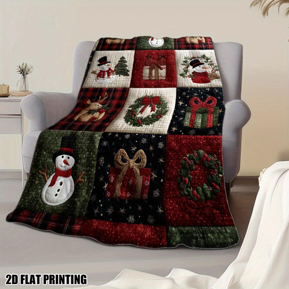Extra Large Christmas Plaid Flannel Blanket Soft Bedspread/Throw Red Green White Black Navy For Bed Sofa Machine Washable