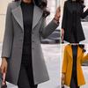 Women Woolen Jacket Turn-down Collar Solid Color Single-breasted Coat Slim Fit Thermal Long Sleeved Commuting Dating Spring Fall Winter Overcoat