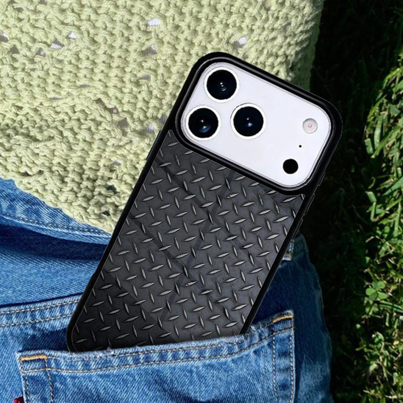 Чехол для телефона с металлическим узором под сталь и железо для iPhone 17 AIR 16 Pro Max 15 14 Pro 11 12 13 Ударопрочный силиконовый чехол