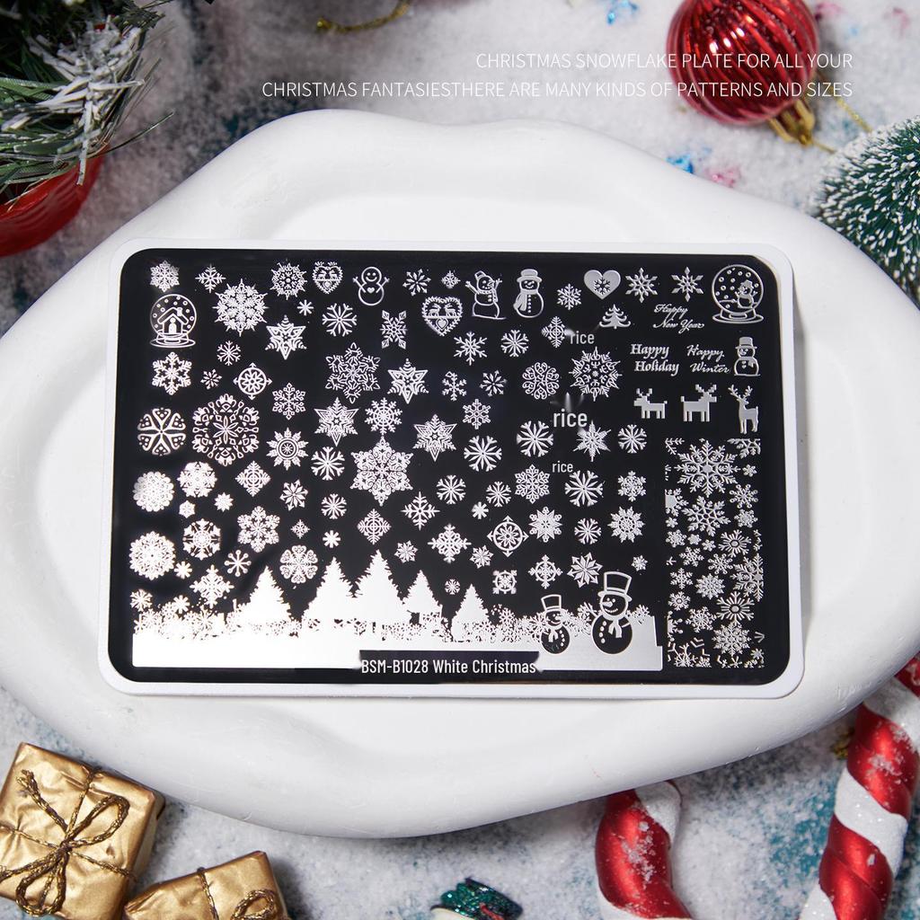 Рождественские пластины для стемпинга для ногтей - Узоры "Звезда" и "Бант", Прозрачные стальные пластины