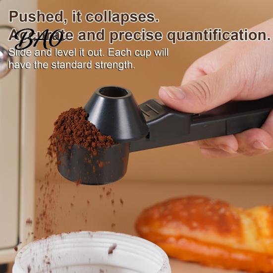 Powder Scoop with Extended Handle Handle, Precise Quantitative Control Measuring Spoon, Deep Jar Sliding Seal Leak-Proof Design, for Coffee