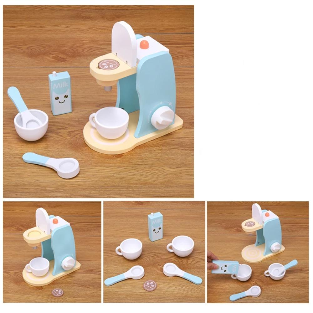 Wooden Kitchen Pretend Play Toy Simulation Wooden Coffee Machine Baby Early Learning Educational Toys