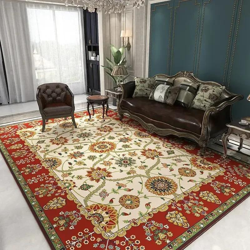 Классический роскошный ковер в персидском стиле, мягкий коврик большого размера для спальни, с полным покрытием, устойчивый к загрязнениям, простой в уходе, ковер для гостиной