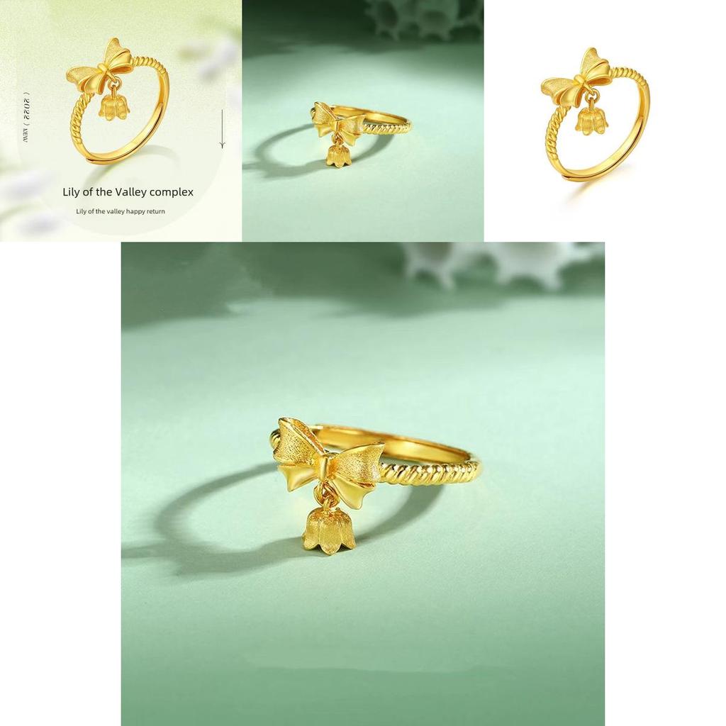 Trendy Brass Butterfly Knot Ring Featuring Adjustable Size And Beautiful Flower Design