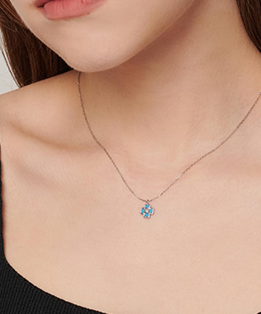 Loveenb [14K Gold] Turquoise Clover Necklace