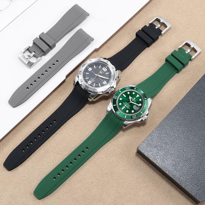 Резиновый силиконовый ремешок для Citizen Tissot Seiko Rolex с изогнутым концом, спортивный водонепроницаемый ремешок для часов, оранжевый браслет 18/19/20/21/22 мм