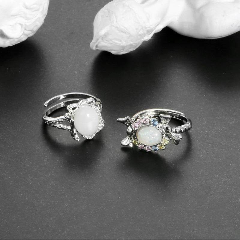 Irregular Opal Ring Trendy Elegant Simple Women Punk Lava Texture Handmade Rings Girls Party Jewelry Gifts Accessories