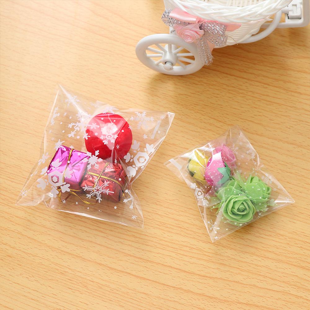Plastic Wedding Favors Party Supplies Christmas Snowflake  Candy Bag Self-Adhesive Cookie Package