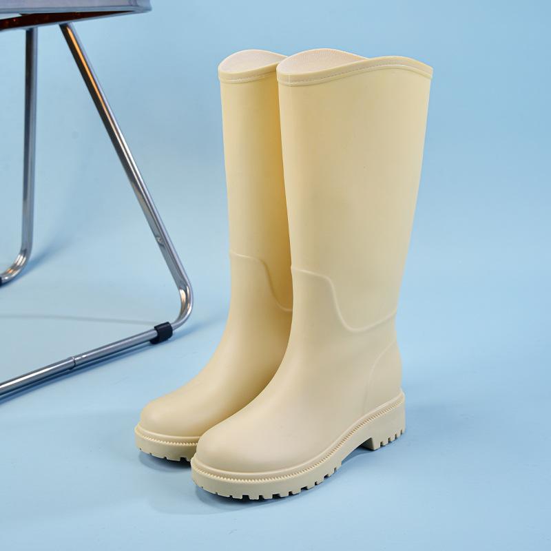 Модная дождевая обувь женская бархатная водная обувь водонепроницаемые и нескользящие резиновые сапоги с длинным голенищем водная обувь мягкая подошва удобные водные сапоги