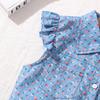 Children's Clothing Girls Suit Summer New Fly-sleeved Printing Short-sleeved Top + Shorts 2pcs
