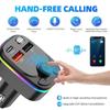 Car Bluetooth 5.0 FM Transmitter PD Type-C Dual USB 3.4A Colorful Ambient Light Handsfree MP3 Modulator Player