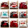 3D Rose Bedding Set Valentine's Day Duvet Cover Pillowcase for Girls and Ladies Room Full Size Soft Quilt Cover Modern Romantic Flower Bedcover