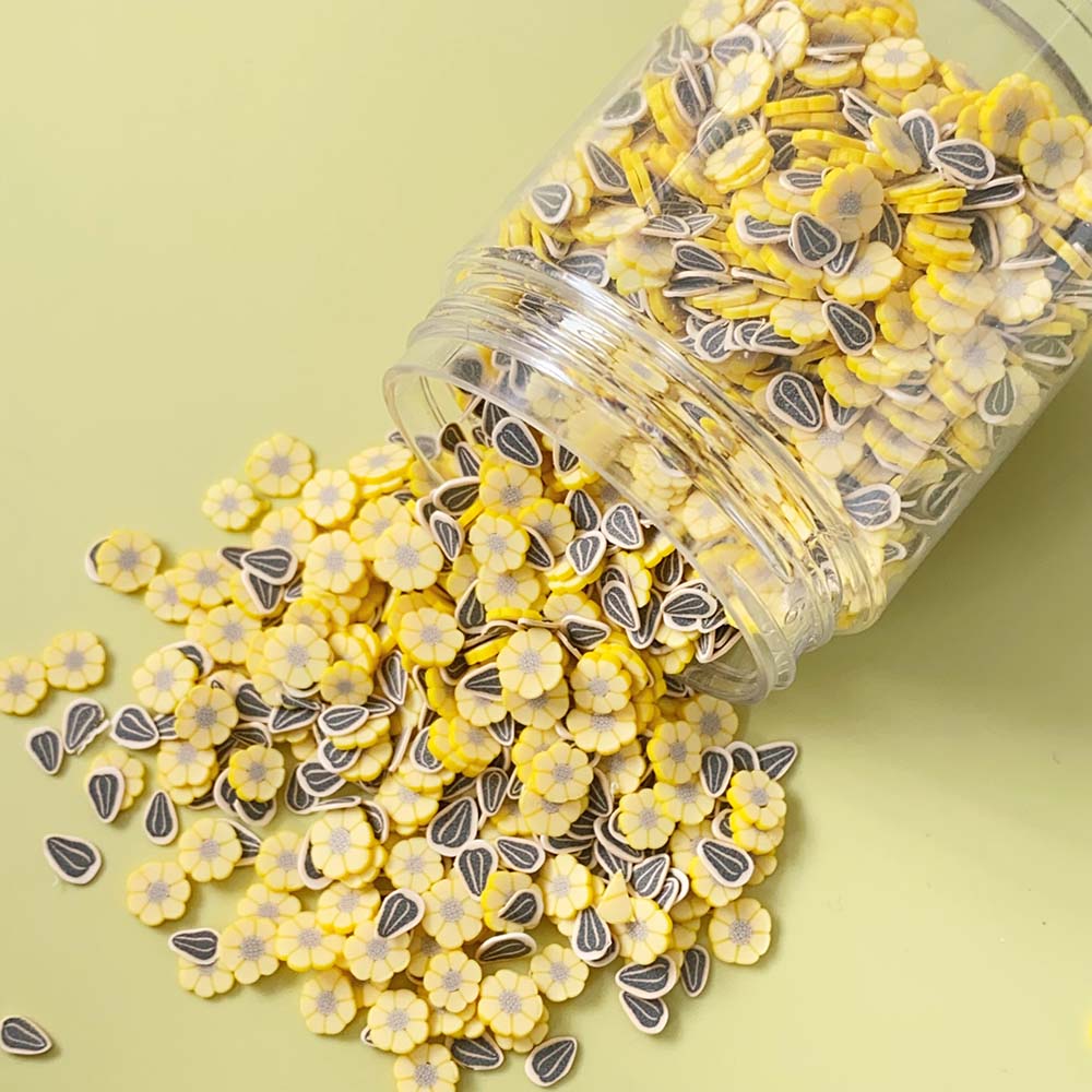 Polymer Clay Sunflower Seed Slices Soft Clay Sprinkles Rhinestone Beads for Slime Charms Nails Embellishment