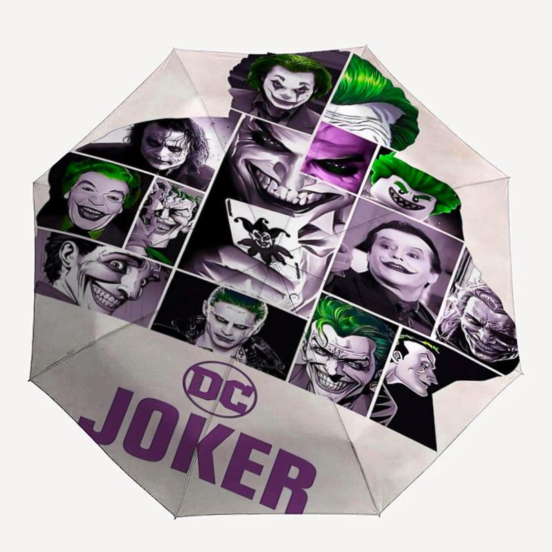 1 шт. Джокер DC Автоматическое Открытие/Закрытие, 8-реберный Прочный Каркас Компактный Дорожный Зонт для Мужчин и Женщин S1222034