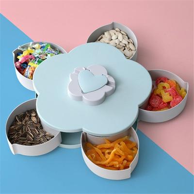 Двухслойная вращающаяся коробка для закусок в форме лепестка, поднос для конфет, коробка для хранения продуктов, коробки для хранения сухофруктов, хранилища, свадебная тарелка для дыни и фруктов