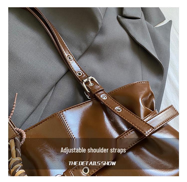 Кожаная сумка-тоут в корейском стиле класса люкс: Женская сумка подмышку большой вместимости