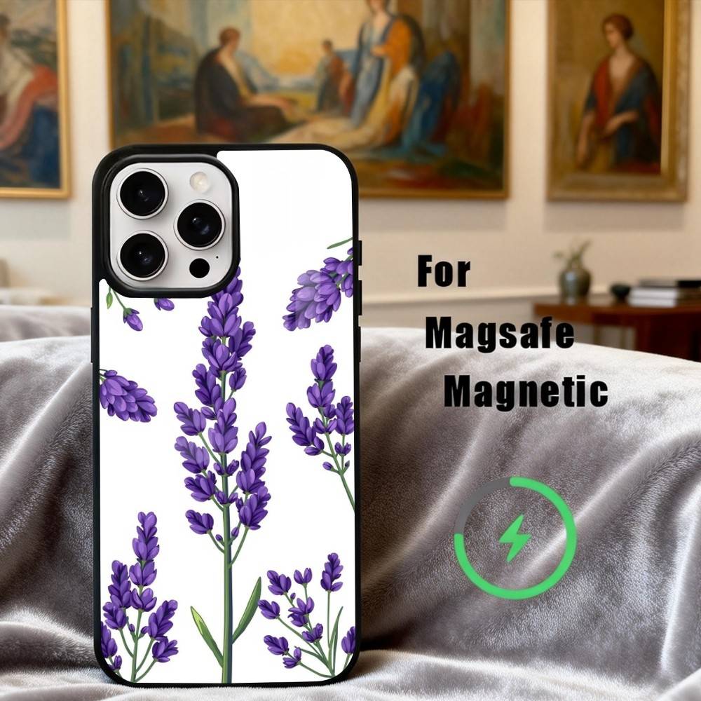 P-Purple-E L-lavender-R Phone Case For iPhone17,16,15,14,13,12,11 Plus,Pro Max Magnetic For Magsafe Wireless Charging