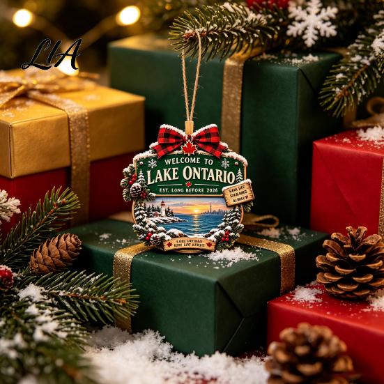 Christmas Party Ornament Lake Ontario Forever Ornament, Now And Always Acrylic Hanging Decoration, Decor Pendant for House