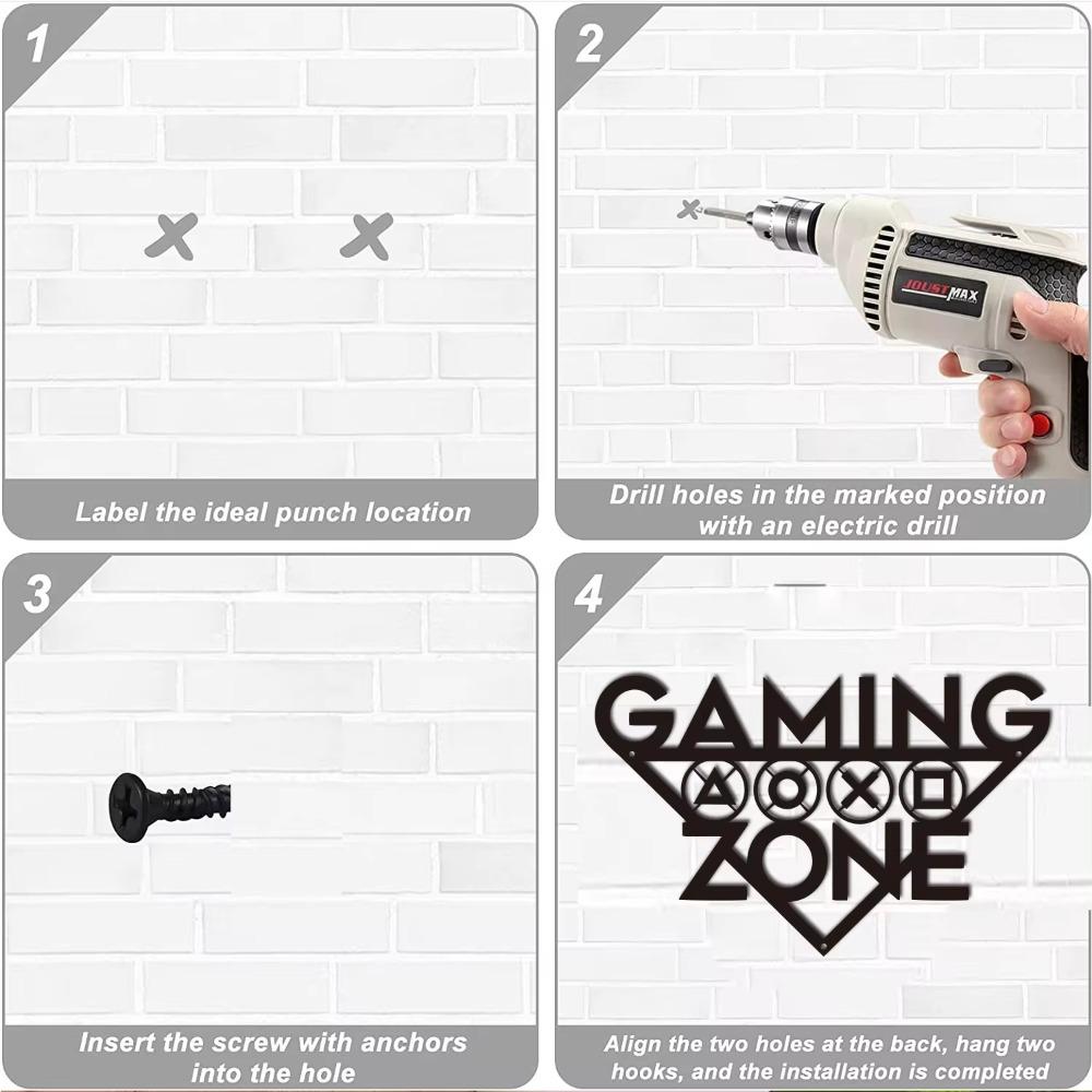 Gaming Zone Wall Art Gamer Metal Decor Stylish Gaming Room Sign Ideal for Playroom Unique Gaming Room Wall Decoration